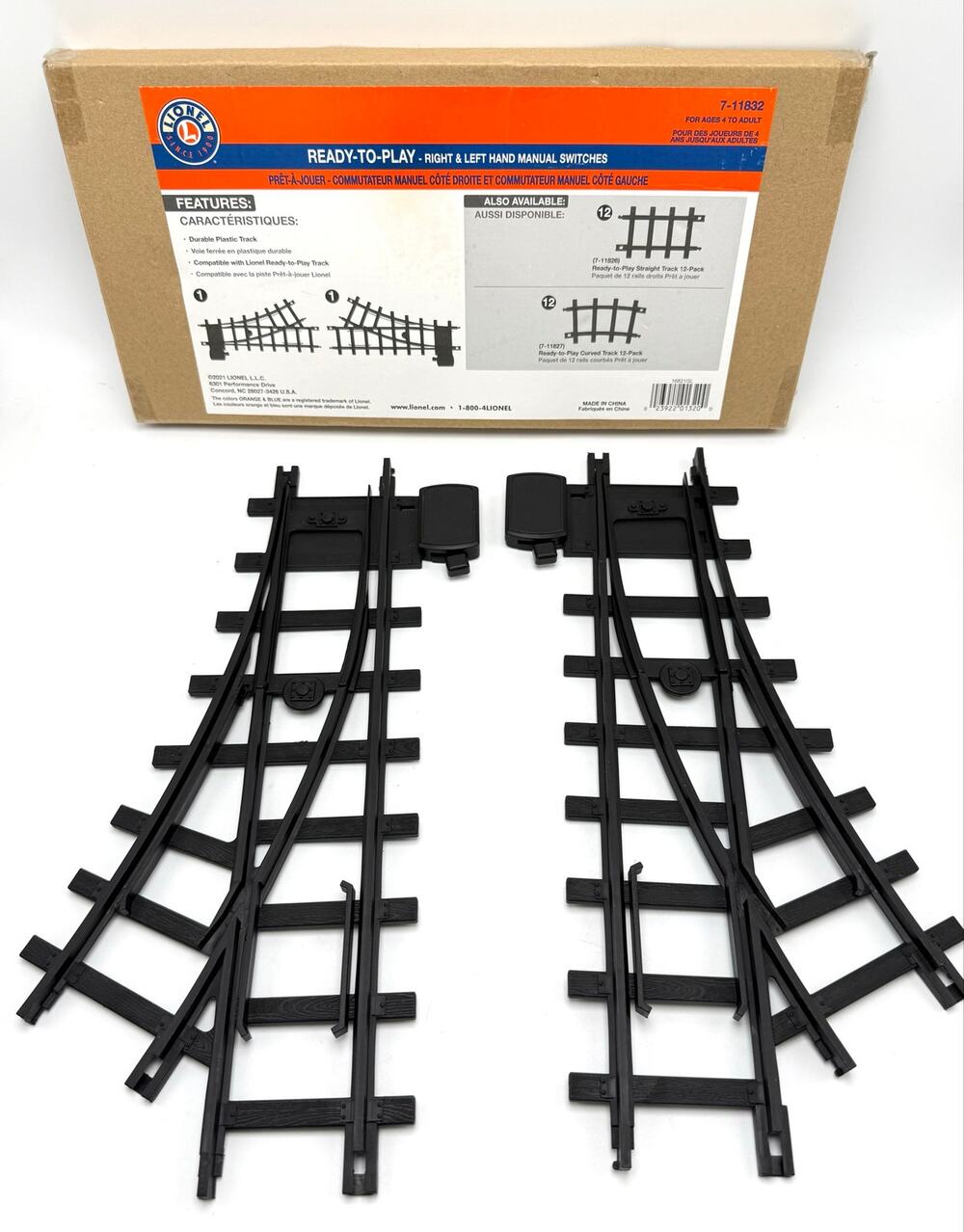 Lionel Ready to Play Plastic Train Tracks 7-11832 Right Left Hand Manual Switch
